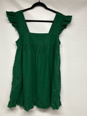 Aerie Deep Green Ruffle-Strap Square-Neck Mini Dress